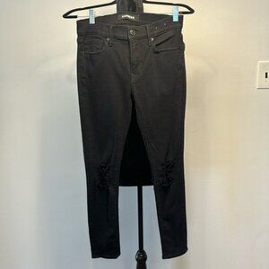 Like new black express jeans with knee rips distressed